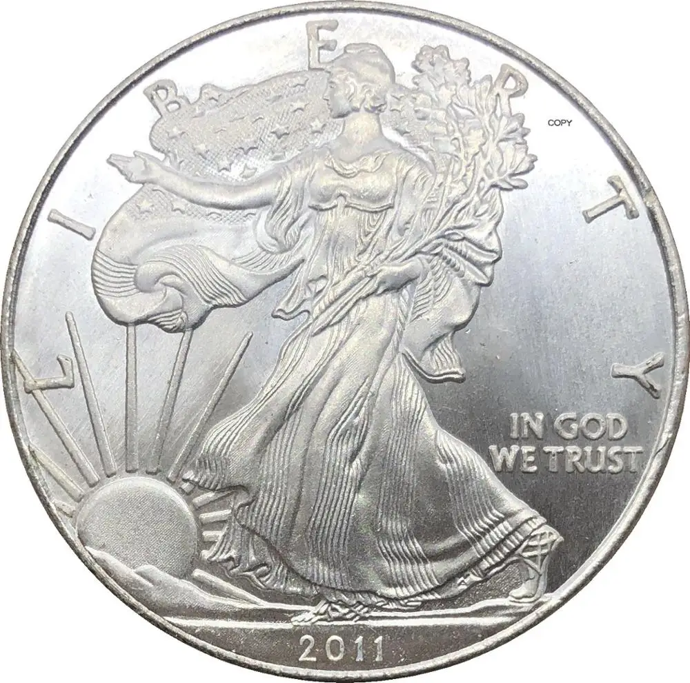 

1 доллар США, американский Серебряный Орел, слиток, монета 2011 Вт, тип, покрытая серебром, памятная монета, копия монеты