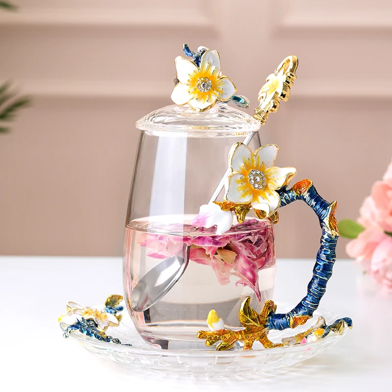 

Enamel water cup home coffee cup high temperature resistant glass scented tea water cup Christmas present valentine's day gift