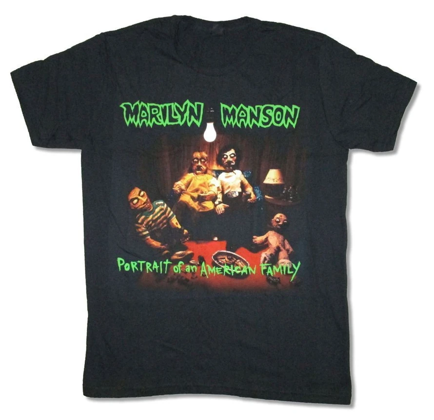 Мэрилин Мэнсон портретная Американская семейная черная футболка новая с принтом