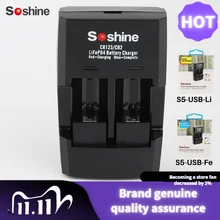 Soshine S5 USB 2 Slots Li-ion RCR123/RCR2 Rapid Battery Smart Charger with LED Indicator for 14250/CR2/16340/17335/15266 Battery
