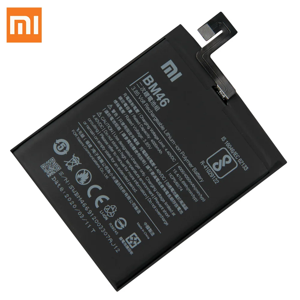 Сменный аккумулятор BM46 для Xiaomi Redmi Note 3 Pro Hongmi Note3 Redrice оригинальный телефона 4050 мАч