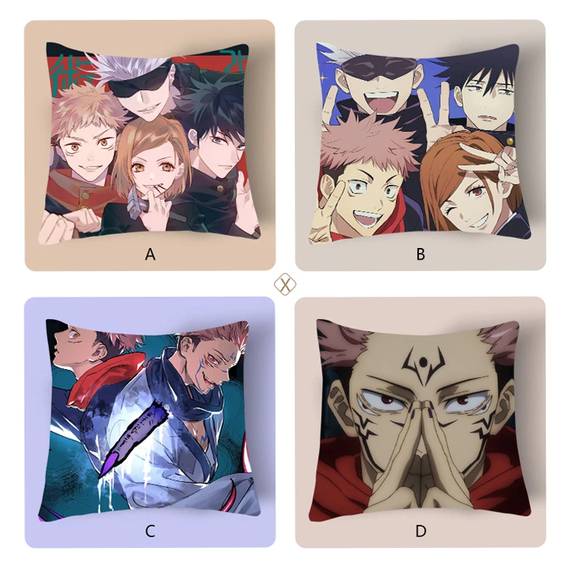 Hot Sale Jujutsu Kaisen Figures Printed Pillow Cover Home Sofa Cushion Case Throwing |