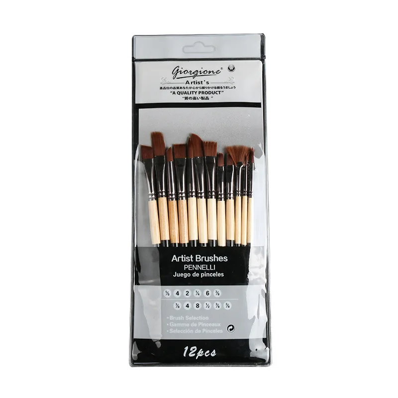 

12 pcs Professional Paint Brushes Different Shape Nylon Hair Artist Painting Brush For Acrylic Oil Watercolor Art Supplies