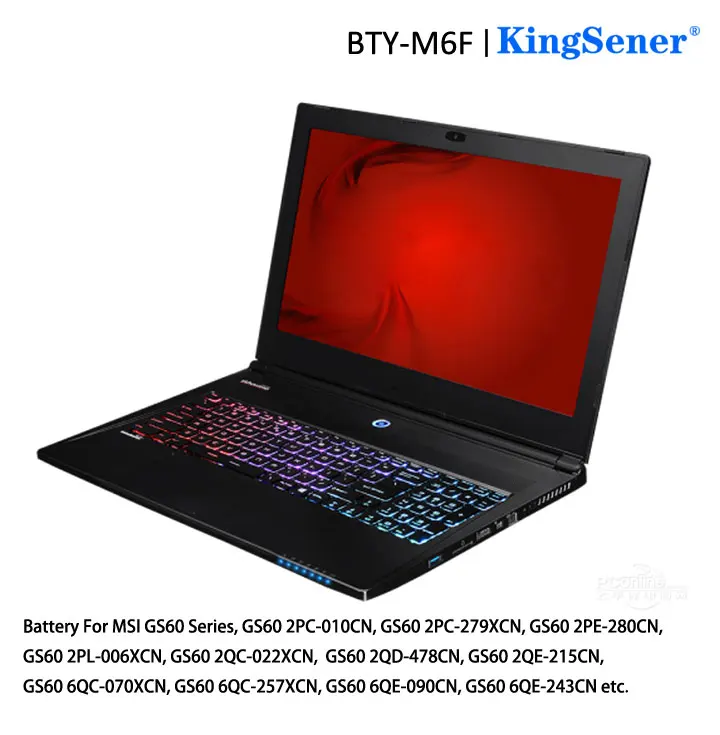 KingSener BTY-M6F ноутбук аккумулятор для MSI GS60 MS-16H2 MS-16H4 2PL 6QE 2QE 2PE 2QC 2QD 6QC 6QC-257XCN серии 11,4 V 4640 мА-ч