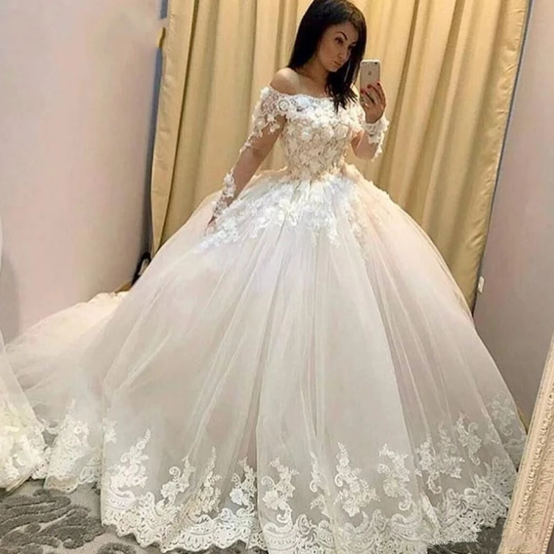NBW008 robe de mariee роскошное бальное платье свадебное 2019 кружевное Элегантное с