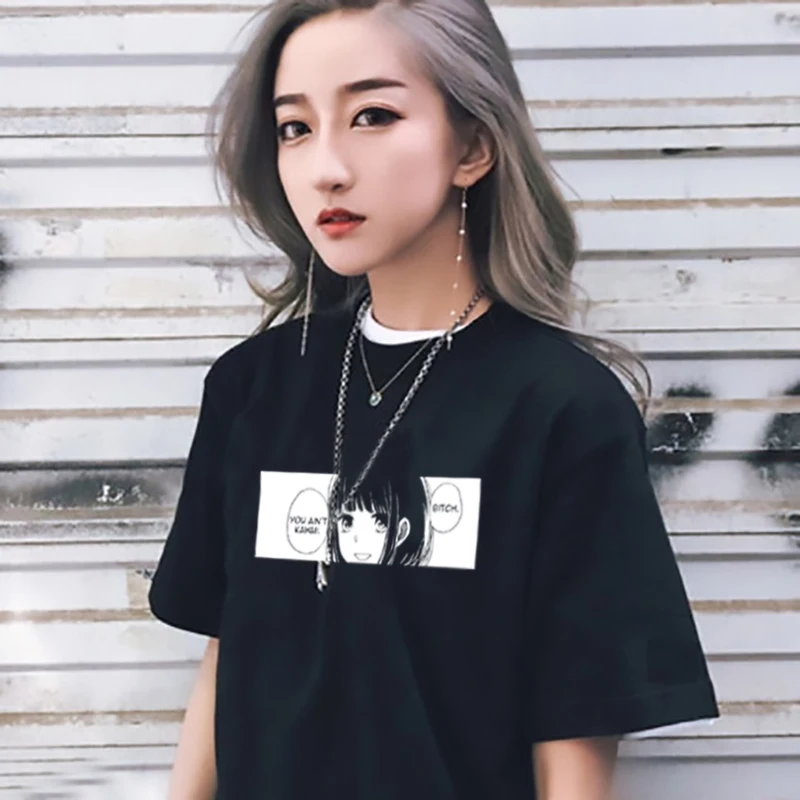 Повседневные готические футболки в стиле бойфренд улица смешные хип хоп ольччан