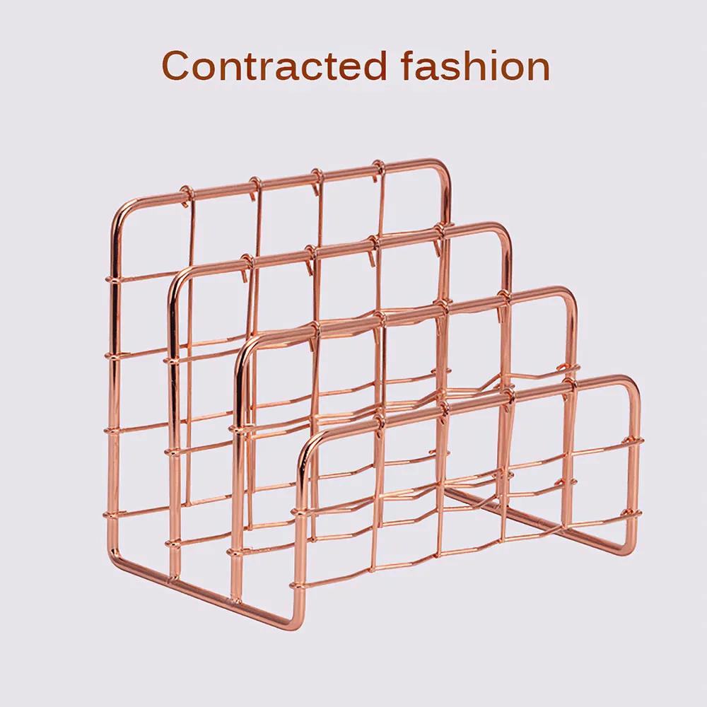 

Nordic Style Magazine File Book Rack Desktop Hanging Storage Shelf Office Home 3 Layers Iron Grid File Book Storage