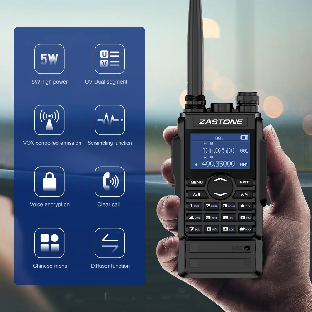 2pcs zastone m7 walkie talkie 5w vhf uhf portatile radio 2600mah battery two way radio fm ham 136 174 400 480mhz with headphones free global shipping