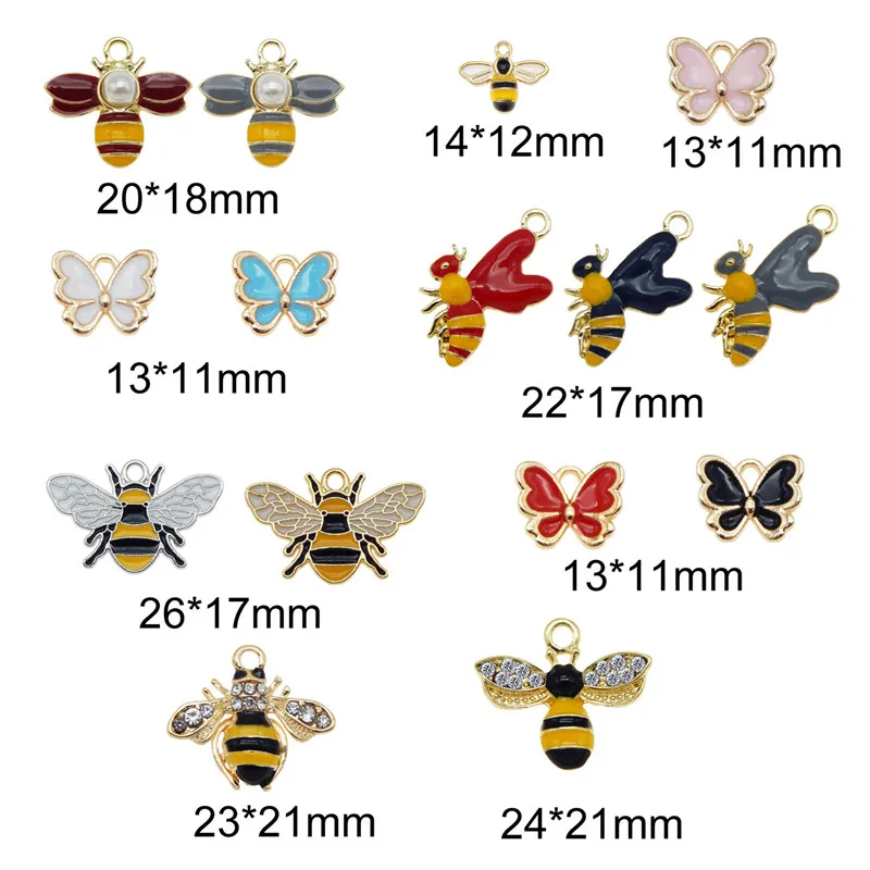 15pcs/lot Mixed Bees Bumble Bee charms For Jewelry Making Enamel Pendant Necklace Earring Handmade Bracelet Bangle Accessories | Украшения