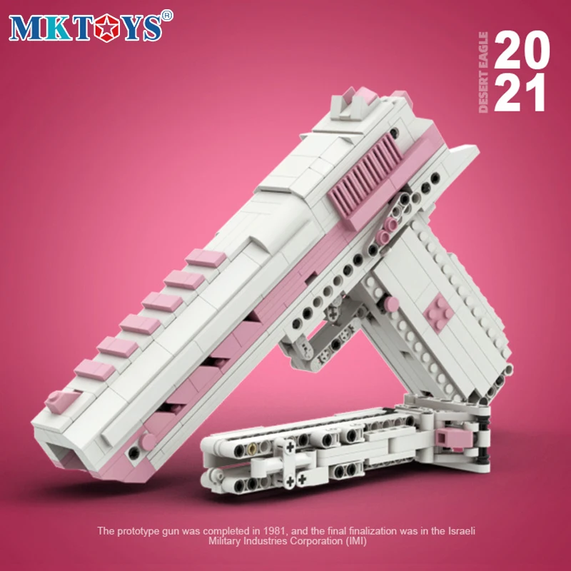 

MOC Bricks Desert Eagle Pistol Building Blocks MK23 Girl Pink Gun Blocks with Bullet Military WW2 For Technical City Police Swat