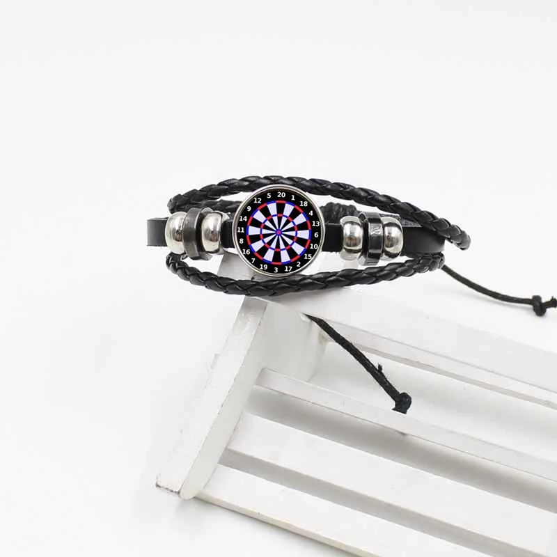Новинка модный шарм дартс доска мужской плетеный кожаный браслет из