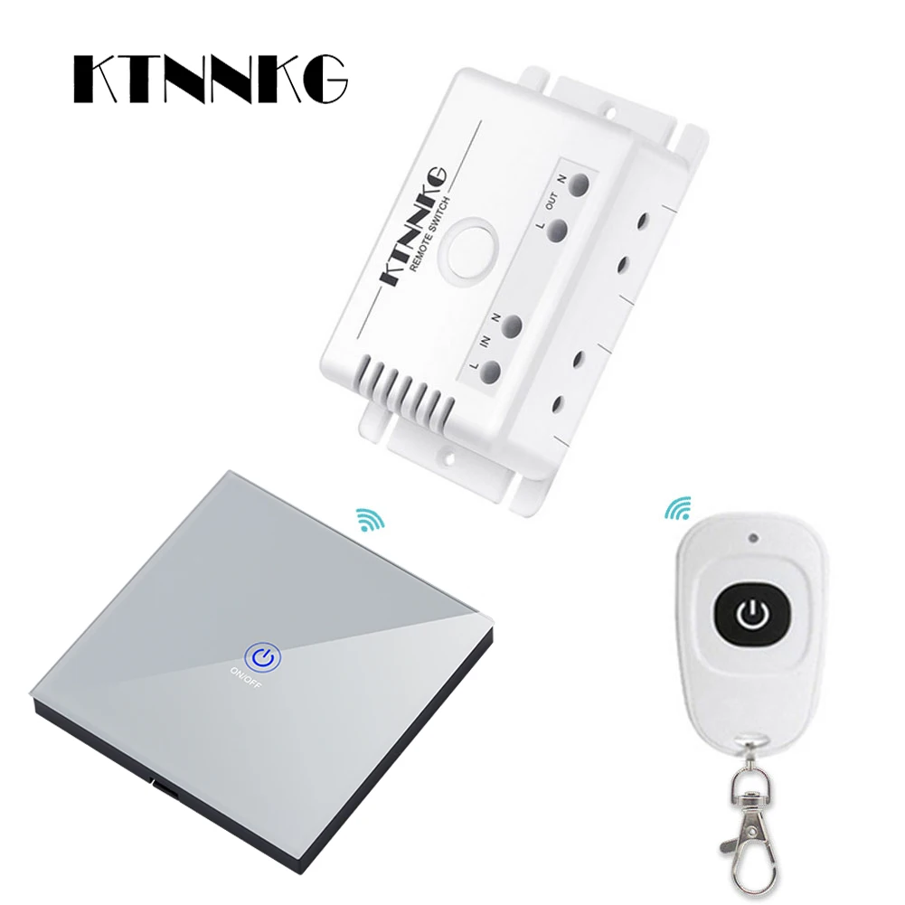 

Smart Home Touch Light Switch Led Wireless 86*86 Remote on Off Wall AC 110V 220V 10A Receiver 1/2/3gang for Ceiling Lamp