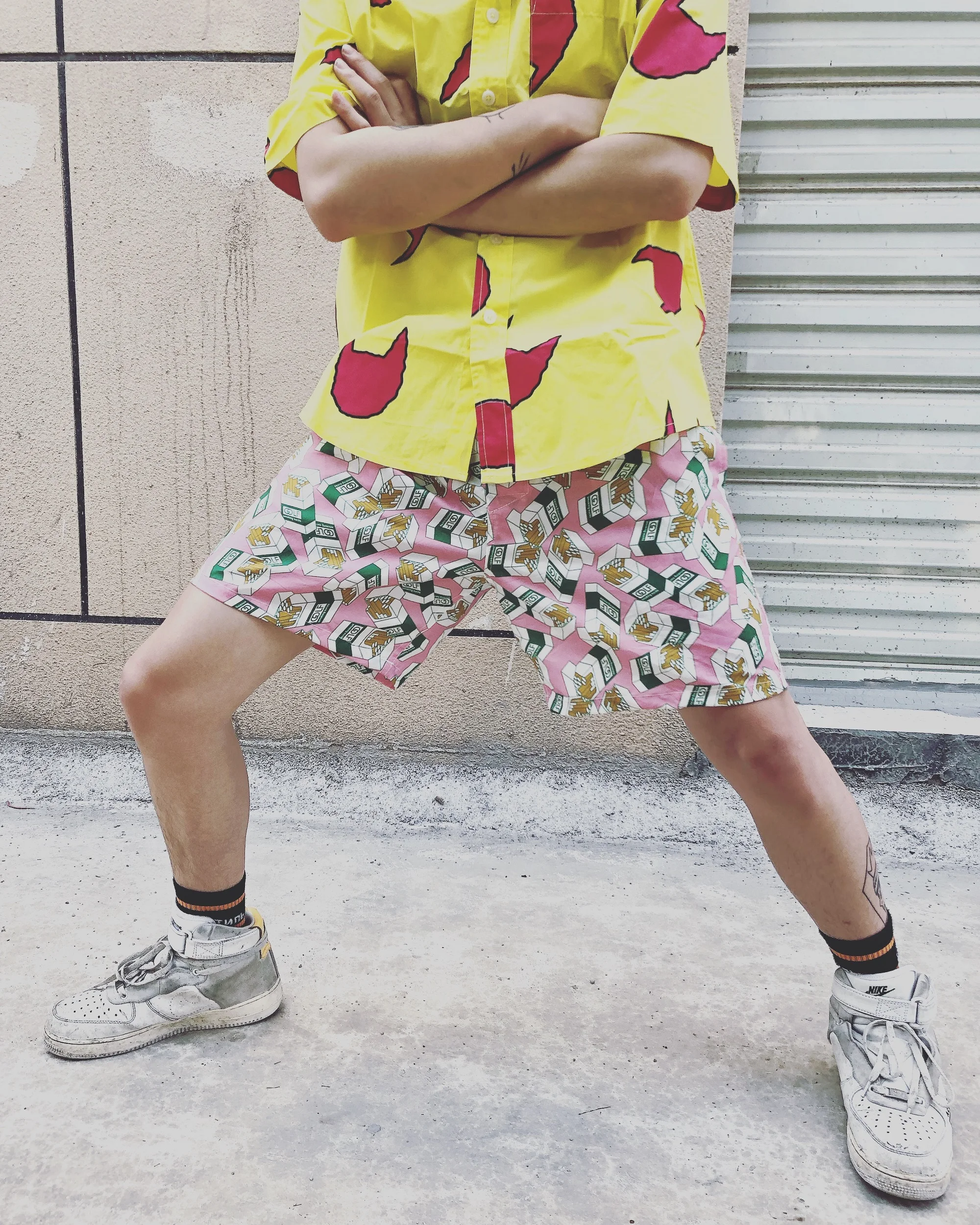 

New Novelty vapor tobacco Men Comfortable Tyler The Creator Golf Fire Flame Skateboard Street Cotton Casual Shorts #AB36