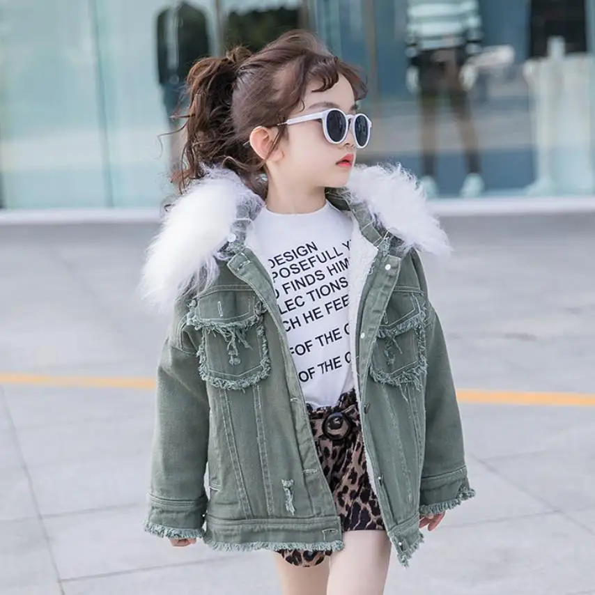 

Детские бархатные пальто с капюшоном и меховым воротником для девочек, новинка зимы 2019, теплые куртки, детская утепленная верхняя одежда, то...