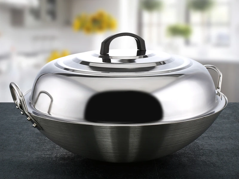 Китайская традиционная железная вок шеф повара с двумя ушками ВОК из нержавеющей