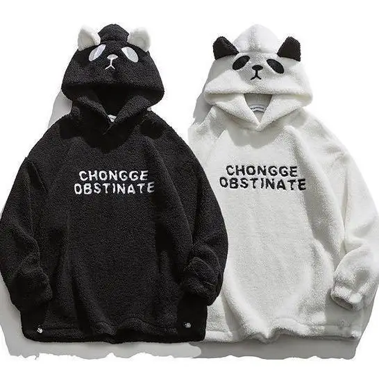 Panda Hoodie Men's Women's Letter Oversized Hoodie Boys and Girls Sweatshirt Korea Loose Hoodie with Panda Hat