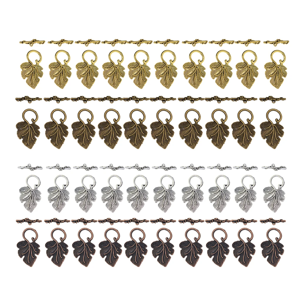 

40pcs Grape Leaf OT Toggle Clasps Connectors Necklace Making