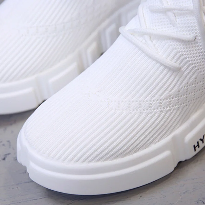 Кроссовки женские сетчатые с высоким берцем дышащие мягкие кеды-носки