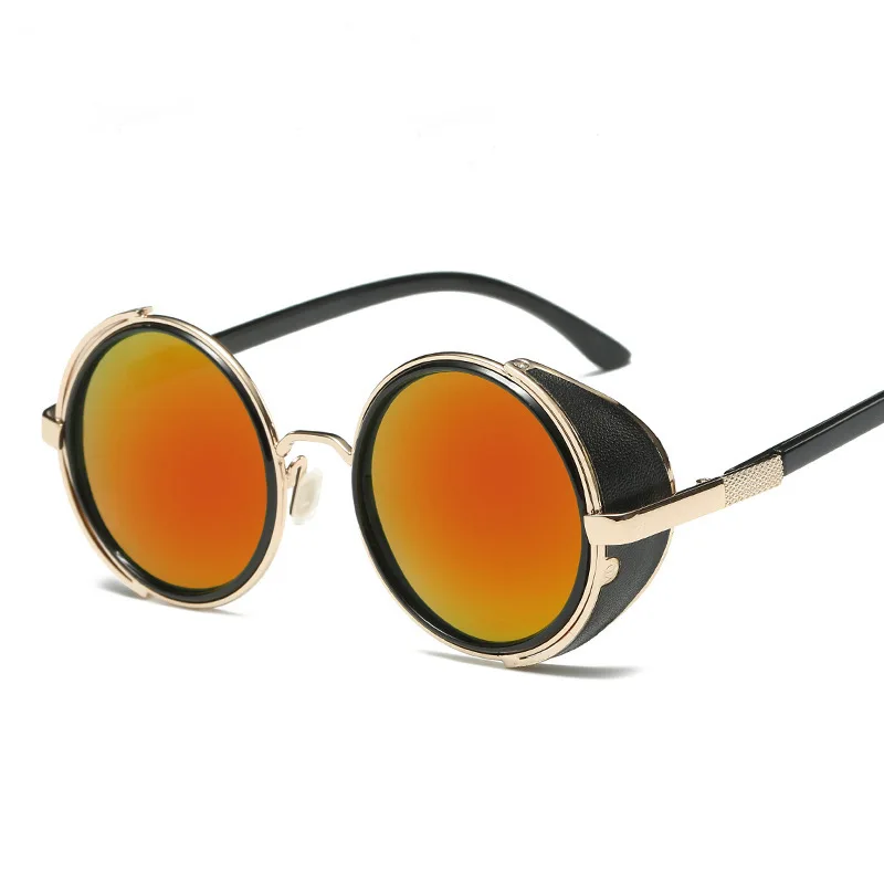 

teampunk Sonnenbrille Mnner Frauen Runde Designer Metall Dampf Punk Shields Sonnenbrille Harz Linsen Sonnenbrille