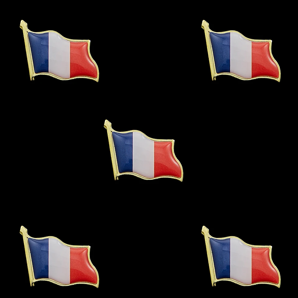 

5PCS Fashion Flag Badge Flag Pin France Waving Flag Lapel Pins Epoxy Medal Brooches Jewelry