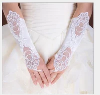 beaded lace bridal gloves fingerless hollow satin wedding accessories noivas embroidery opera glove