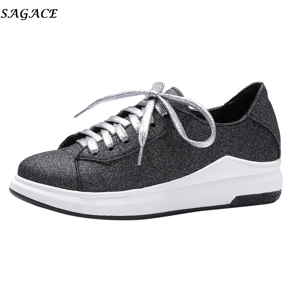 Sagace/Женская обувь Тонкие туфли на толстой подошве Повседневная шнуровке Женская