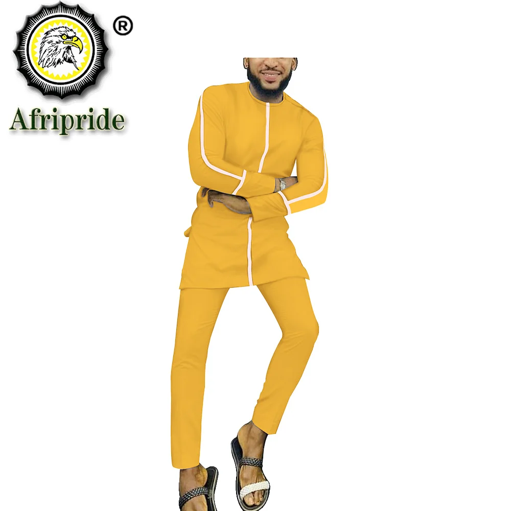 African Style Clothing Mens Print Clothes 100% Cotton Patchwork Top and Long Pants Set African Print 2 Piece Pants Sets S2016032