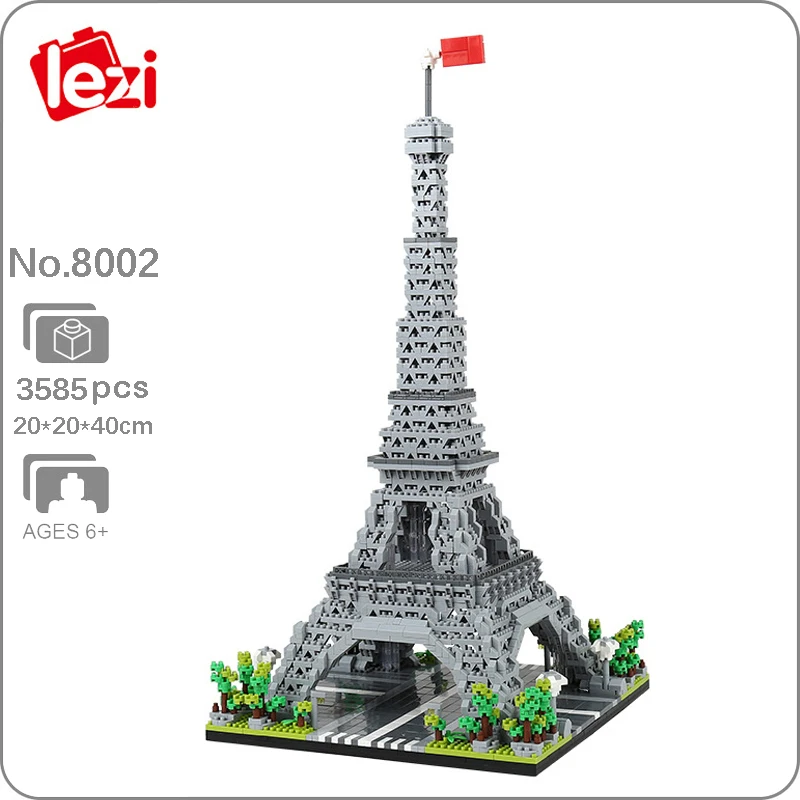 

Lezi 8002 Paris Eiffel Tower World Architecture 3D Model Building Blocks Set Mini Diamond Bricks Toy for Boys Children Gifts