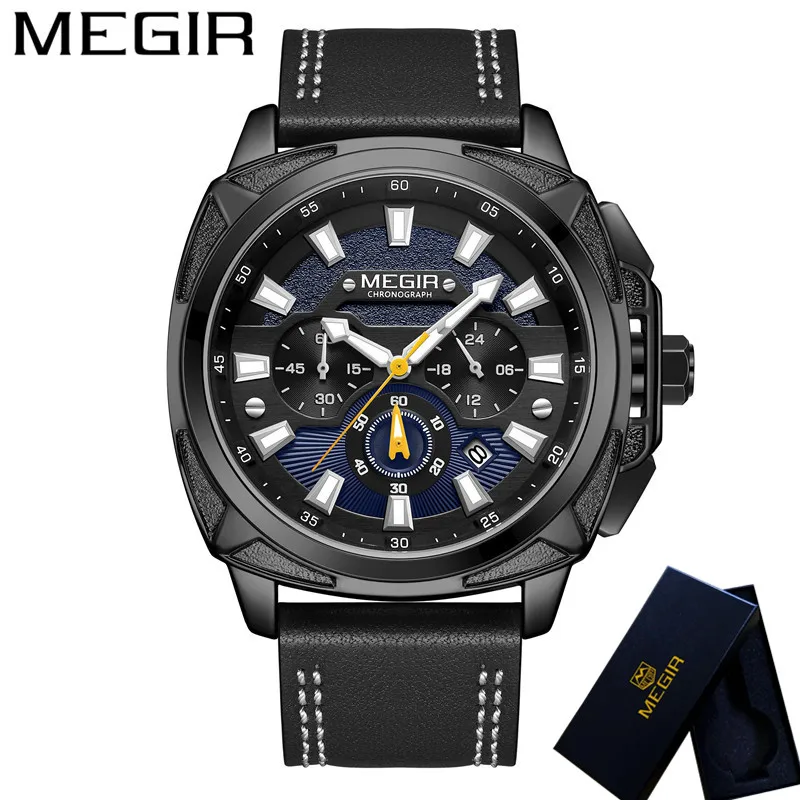 MEGIR мужские часы с хронографом и календарем военные Лидирующий бренд роскошные