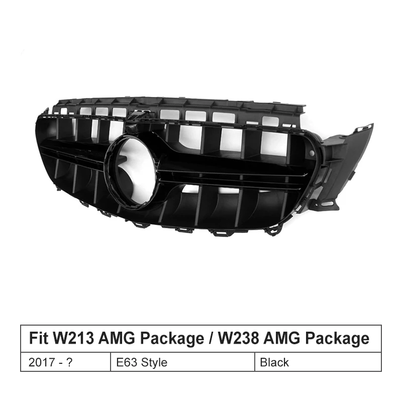 E63 style black Бриллиантовая стильная решетка для Mercedes-Benz W213 W238 C238 для E класса седан купе спортивная модель+ передний бампер гоночный гриль - Цвет: E63 style black