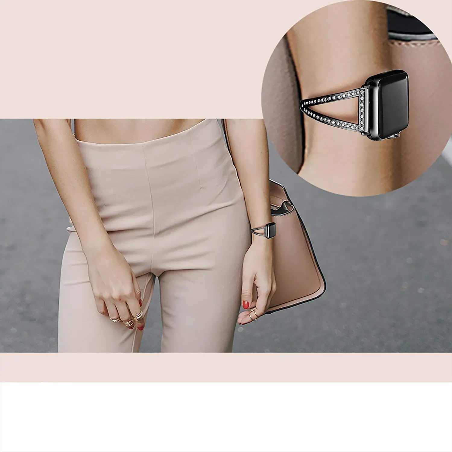 Women Diamond Strap For Apple Watch Band 42mm 38mm 40mm 44mm Bracelet Stainless Steel band For iWatch Series 7 SE 6 5 41MM 45MM