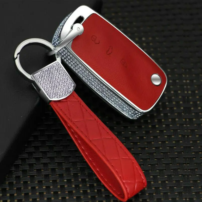 Блестящий бриллиантовый брелок Стразы для автомобильного ключа чехол с кожаным