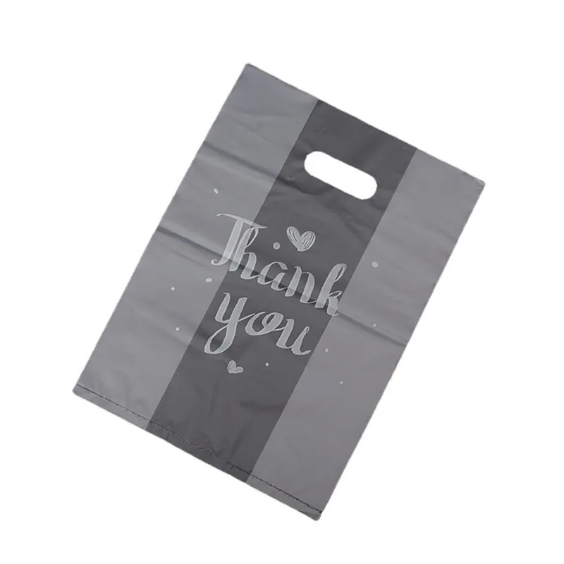 

50pcs Plastic Shopping Bags With Handle Thank you Gift Bags Christmas Candy Cake Wrapping Bags Wedding Party Favor Bag