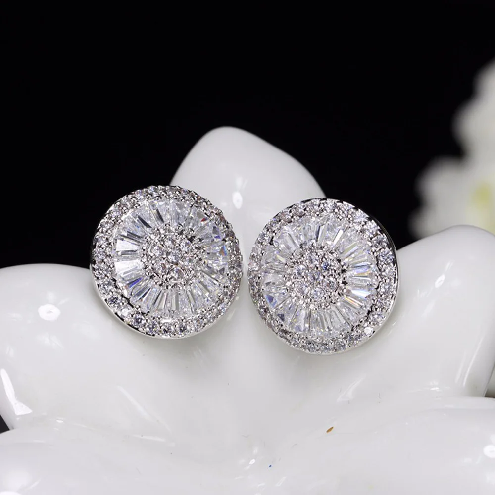 ThreeGraces великолепные CZ Камень Модные ювелирные изделия Pave Установка кубического циркония розовое золото цвет большие серьги гвоздики для женщин подарок ER288