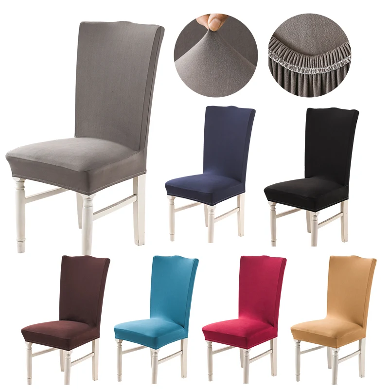 

Solid Elastic Stretch Chair Cover Universal Size Anti-dirty Removable Slipcovers Seat Cover for Dining Room Banquet Hotel