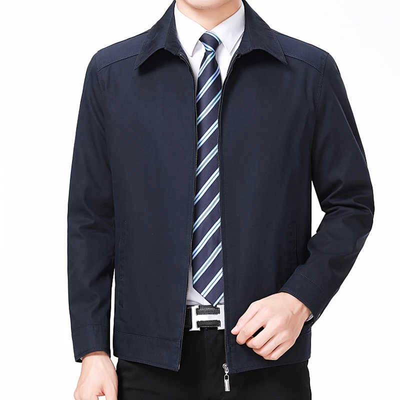 Мужское деловое повседневное однотонное пальто Mu Yuan Yang на молнии облегающая