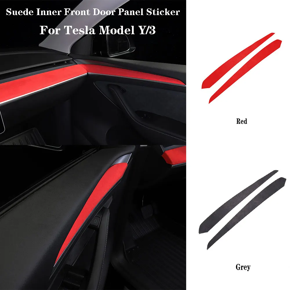 

2xTurn fur Inner Front Door Panel Suede Sticker For Tesla Model 3 Y 2021-2022