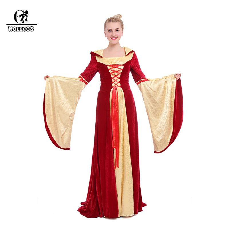 Распродажа красное женское платье ROLECOS для Хэллоуина в средневековом стиле