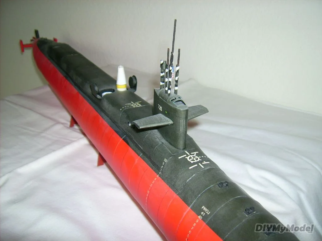 DIYMyModeI-submarino nuclear de EE. UU., BRICOLAJE, manualidades, Kit de papel, hecho a mano juguete, rompecabezas, regalo, utillaje de pel&iacute;cula-1