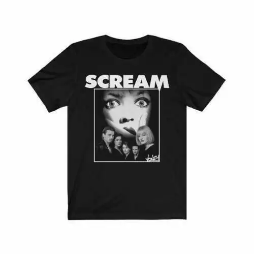 Крик ретро фильм ужас черная футболка печать плакат короткий 100% хлопок унисекс |