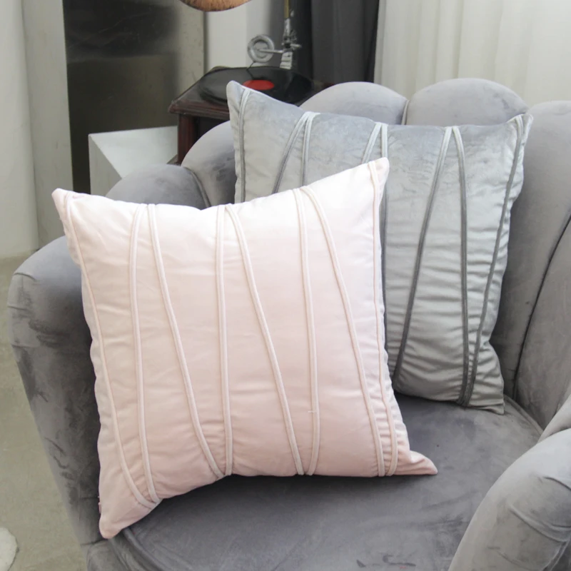 Простой бархатный плиссированный чехол для подушки 45x45 см|Наволочки| |