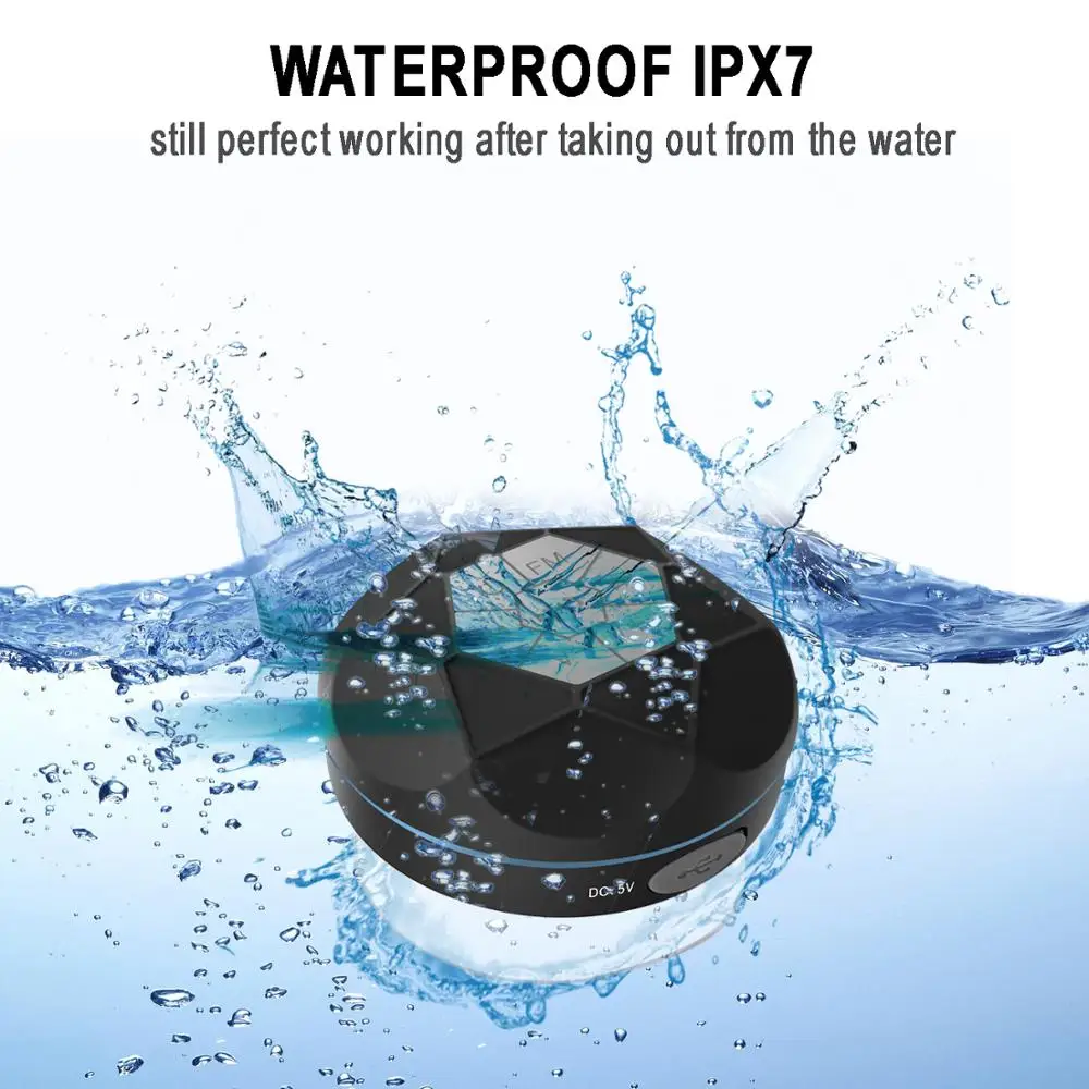 Портативная Bluetooth колонка водонепроницаемая IPX4 + FM радио громкий HD звук душевая