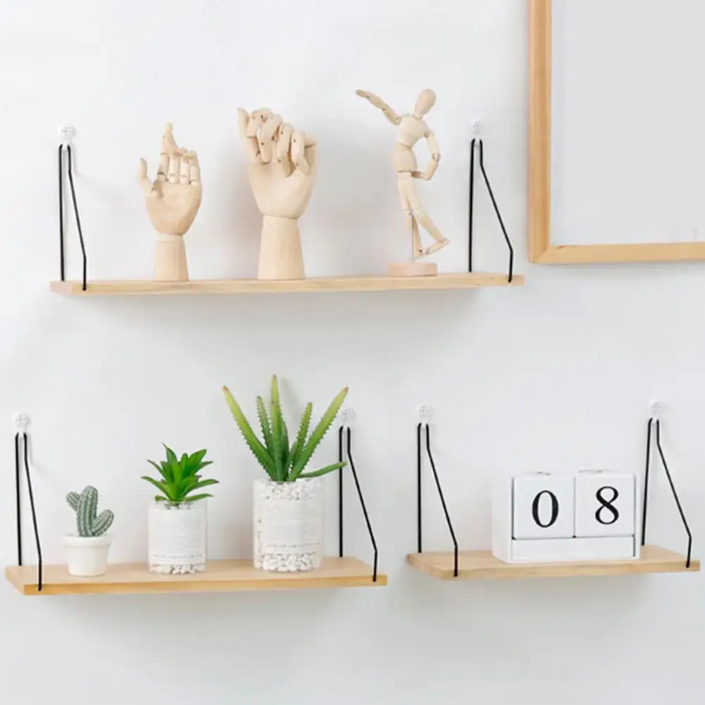 

Wooden Storage Rack Holder Wall Mounted Shelf Living Room Bedroom Decoration Storage Holders