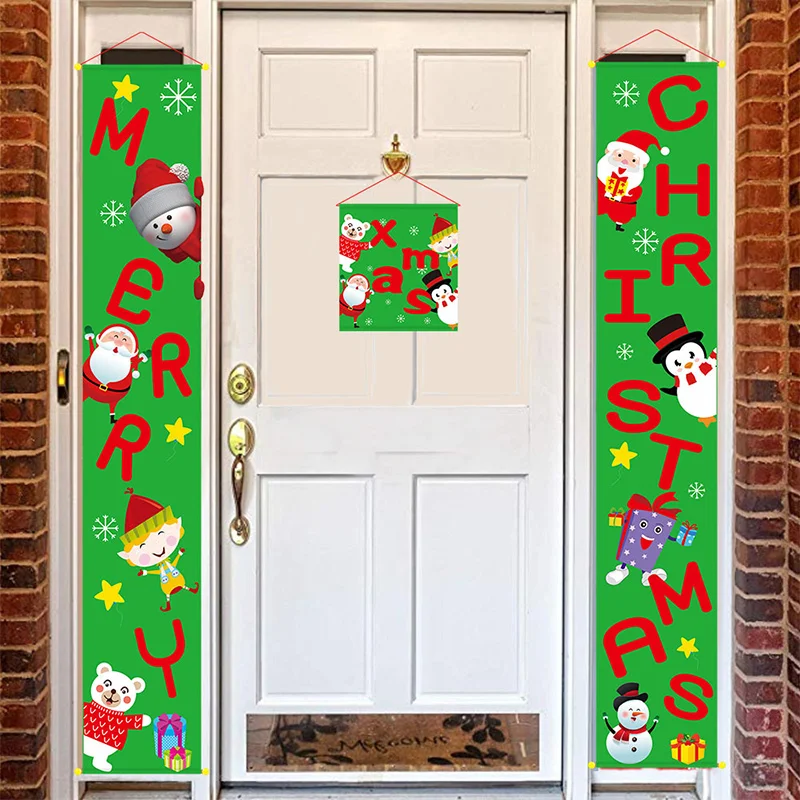 

Merry Christmas Door Banner Reusable Decorative Xmas Hanging Non Woven Atmosphere Festival Porch Sign Ornaments Hanging Party