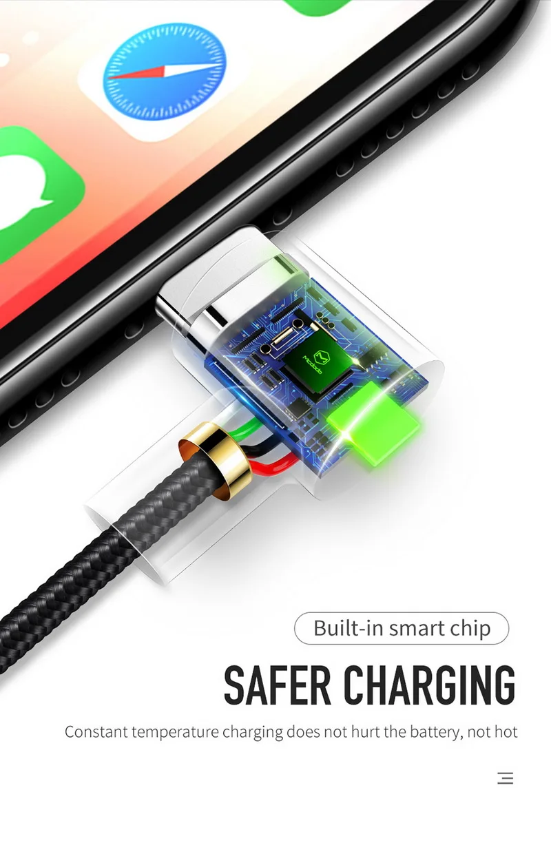 USB кабель для iPhone, MCDODO светодиодный кабель для быстрой зарядки данных для iPhone XS Max XR X 8 7 6 6S 5S iPad шнур для зарядки мобильного телефона