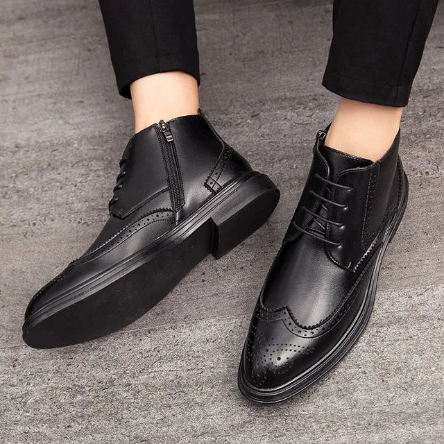 

Martin boots men's British style high top men's shoes Korean fashion versatile autumn breathable leather boots tooling men's Boo