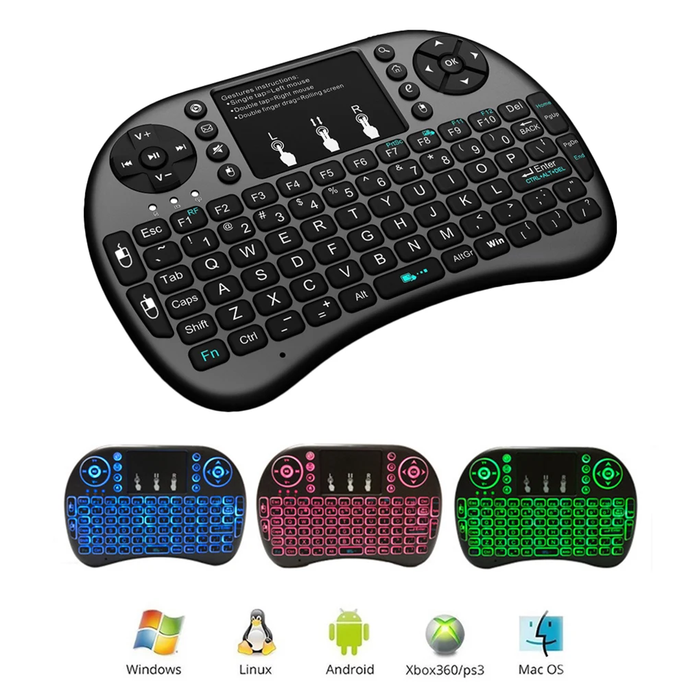 

ANMONE I8 Mini Wireless Keyboard With Touchpad 2.4G Tablet Keyboard Colorful Gaming Wireless Keyboard And Mouse For PS4 Smart TV