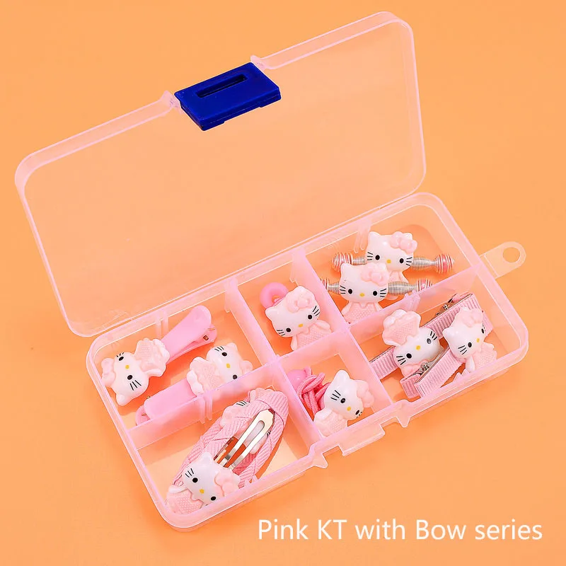 Hello A series На возраст от 4 до 10 лет шт./компл. милый рисунок «Hello Kitty» набор аксессуаров для волос для девочек Заколки для волос резинки для волос в верхней части коробка для хранения подарок на день рождения для детей Лидер продаж - Цвет: Hello A series