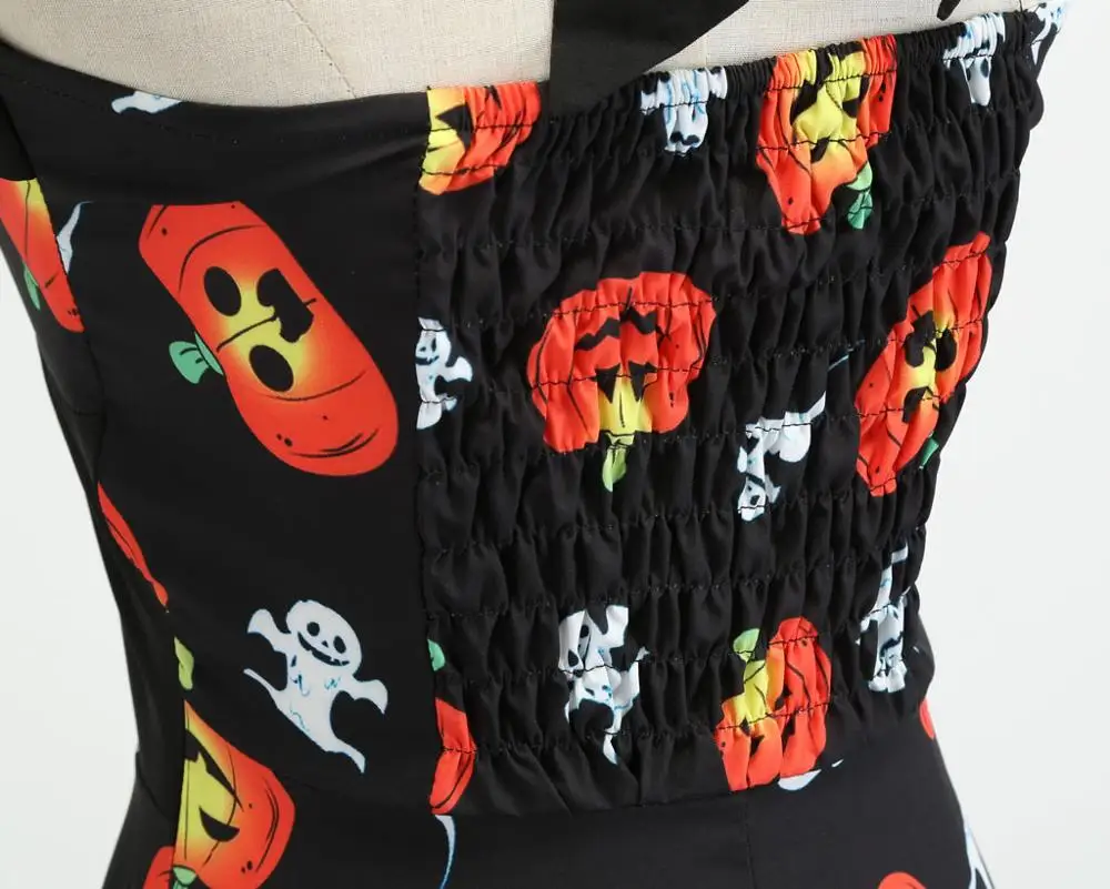 Женское винтажное платье с принтом на бретельках вечернее для Хэллоуина