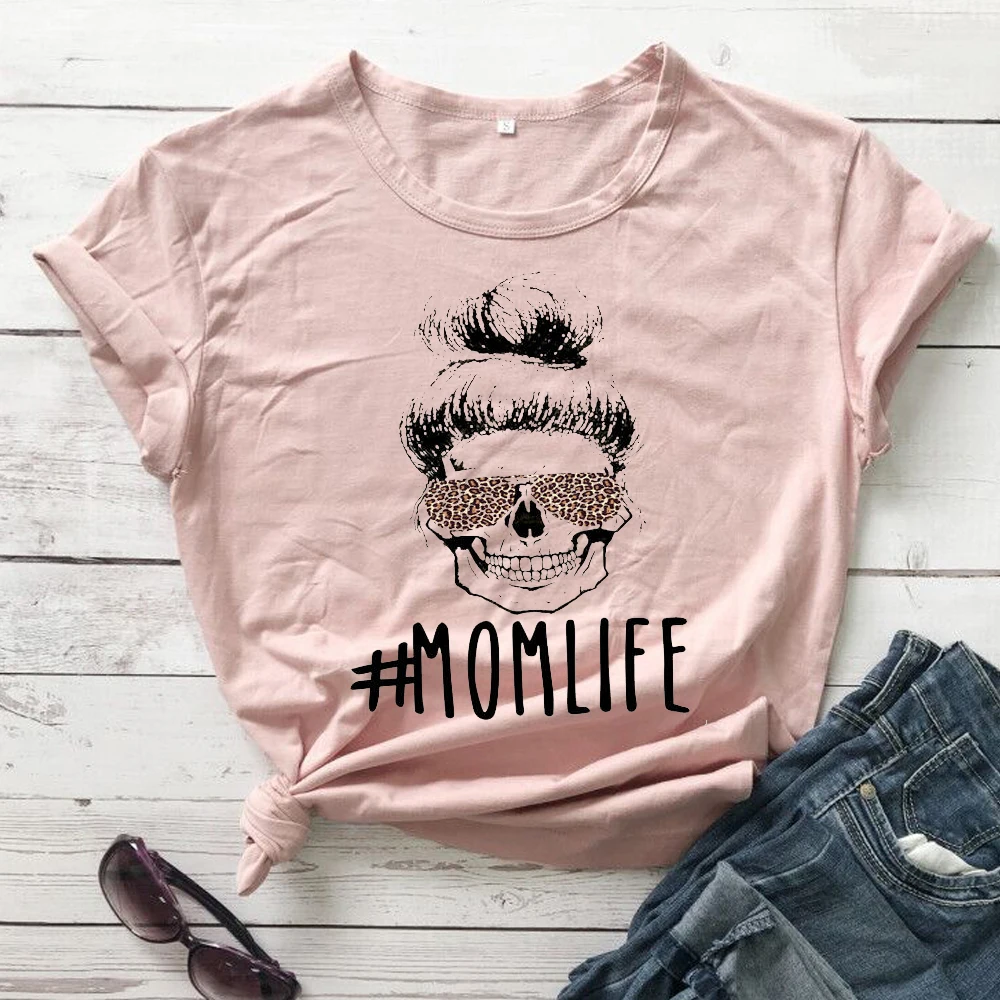 Модная футболка с цветным принтом черепа Momlife забавная графическим рисунком для